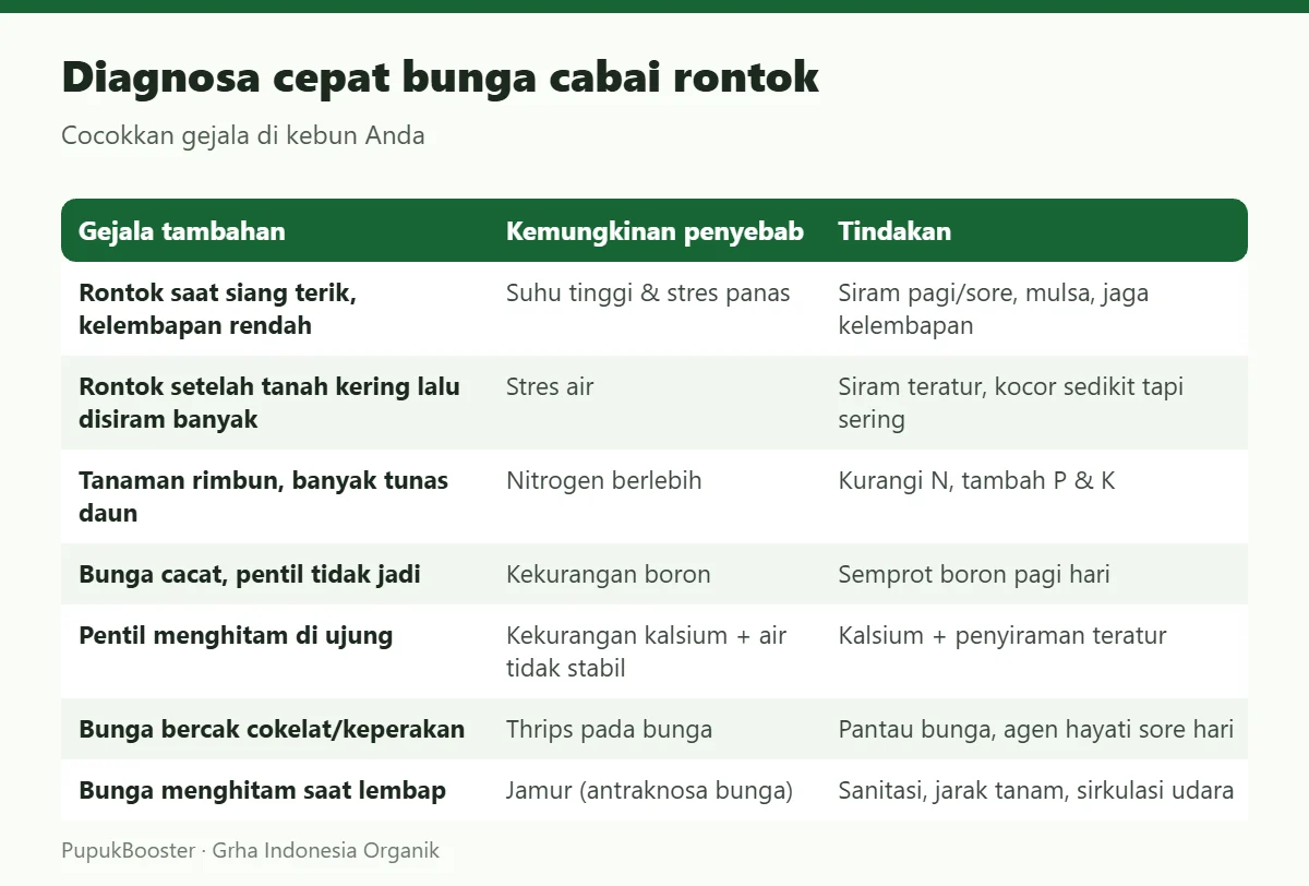 Diagnosa cepat bunga cabai rontok