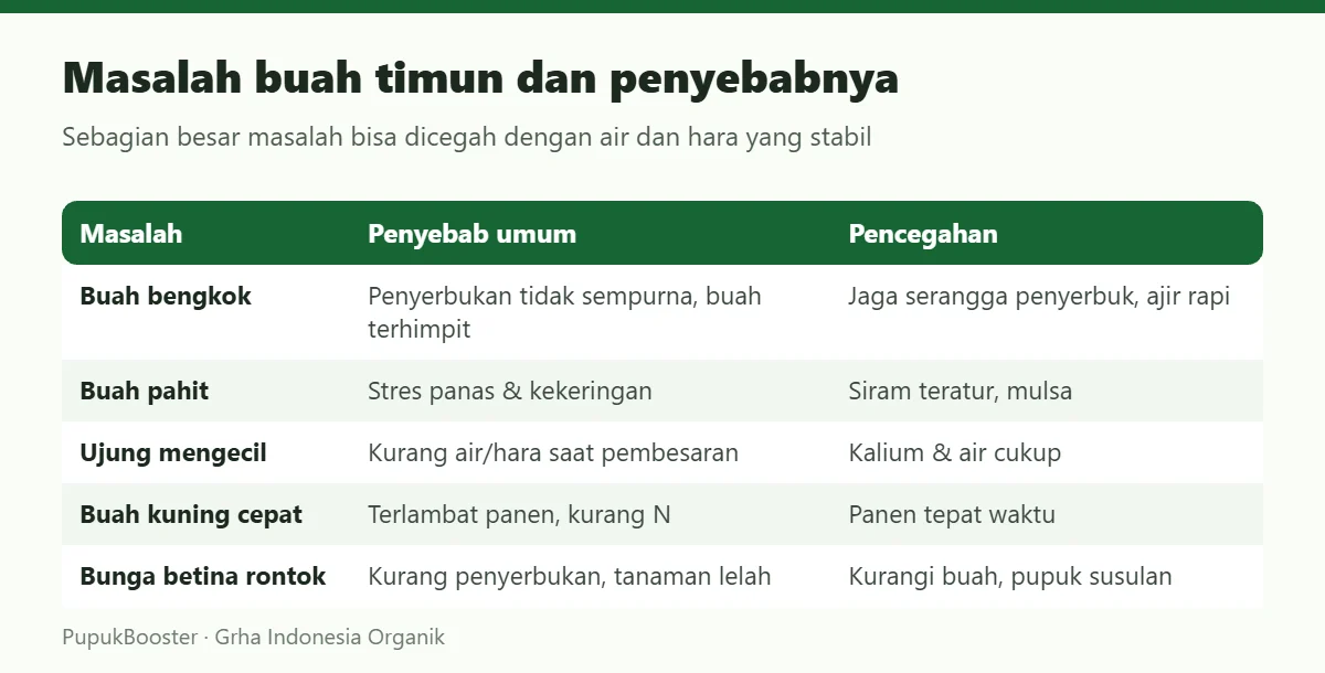 Masalah buah timun dan penyebabnya